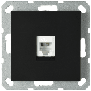 Интернет розетка Jasmart разъем RJ45 с накладкой черный матовый (soft touch) G6105PB