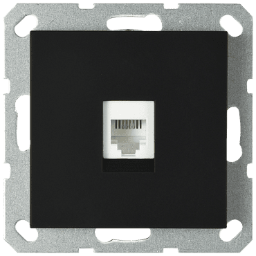 Интернет розетка Jasmart разъем RJ45 с накладкой черный матовый (soft touch) G6105PB