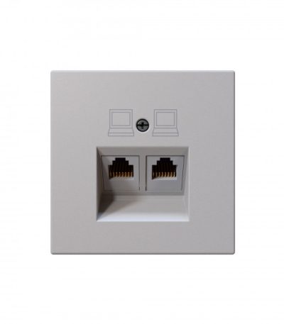 Интернет-розетка RJ45 двойная с накладкой, цвет Черный матовый (soft touch) Jasmart FD6106PWM