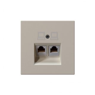 Интернет-розетка RJ45 двойная с накладкой, цвет Сахара Jasmart FD6106SH