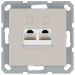Интернет-розетка RJ45 двойная с накладкой, цвет Тауп Jasmart G6106T