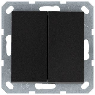 Кнопка 2 клавишная с переключающим контактом 10А, 250В, цвет антрацит Jasmart G3020B