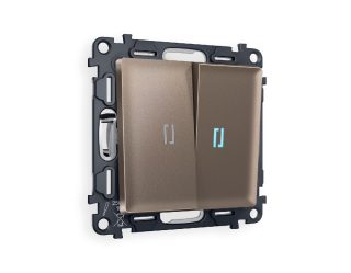 Комплект механизма 2-кл проходного выключателя с подсветкой Ambrella Volt Alfa MA634040