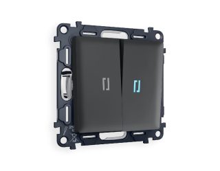 Комплект механизма 2-кл проходного выключателя с подсветкой Ambrella Volt Alfa MA904040