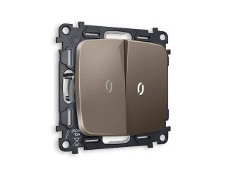 Комплект механизма 2-кл проходного выключателя с подсветкой Ambrella Volt Omega MO634035