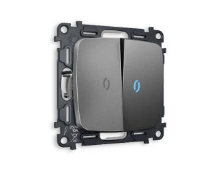 Комплект механизма 2-кл проходного выключателя с подсветкой Ambrella Volt Omega MO654040