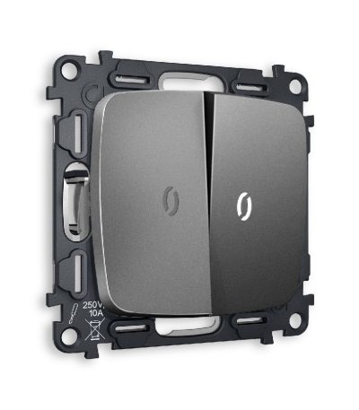 Комплект механизма 2-кл выключателя с подсветкой Ambrella Volt Omega MO654015