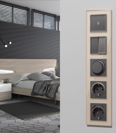 Комплект механизма 2-клавишного перекрестного выключателя 10A-250V Alfa Антрацит серый Quant Ambrella Volt MA653030 (AP6530, VM125)