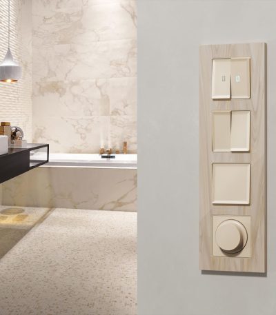 Комплект механизма 2-клавишного перекрестного выключателя 10A-250V Alfa Бежевый матовый Quant Ambrella Volt MA323030 (AP3230, VM125)