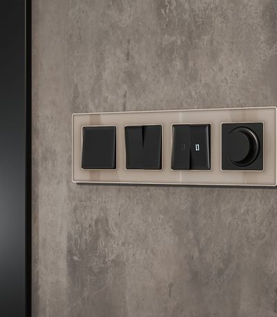 Комплект механизма 2-клавишного перекрестного выключателя 10A-250V Alfa Черный матовый Quant Ambrella Volt MA803030 (AP8030, VM125)