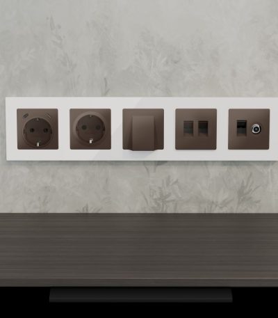 Комплект механизма электрической розетки 2USB С+C 20W с/з на винтовых зажимах 16A-250V Alfa Темная бронза матовый Quant Ambrella Volt MA640510 (AP6405, VM165)