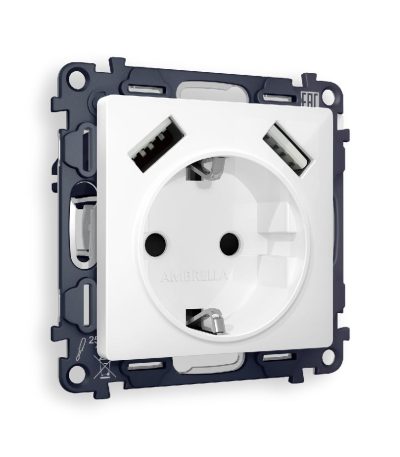 Комплект механизма розетки 2USB A+A 18W (быстрая зарядка) с/з Ambrella Volt Alfa MA109010