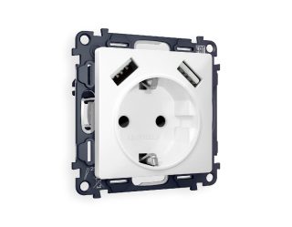 Комплект механизма розетки 2USB A+A 18W (быстрая зарядка) с/з Ambrella Volt Alfa MA129010