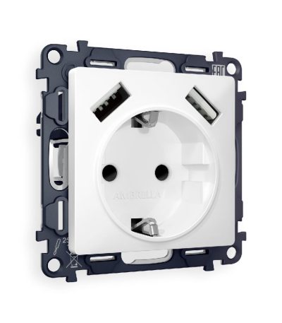 Комплект механизма розетки 2USB A+A 18W (быстрая зарядка) с/з Ambrella Volt Alfa MA129010