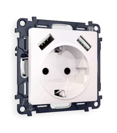 Комплект механизма розетки 2USB A+A 18W (быстрая зарядка) с/з Ambrella Volt Alfa MA209010