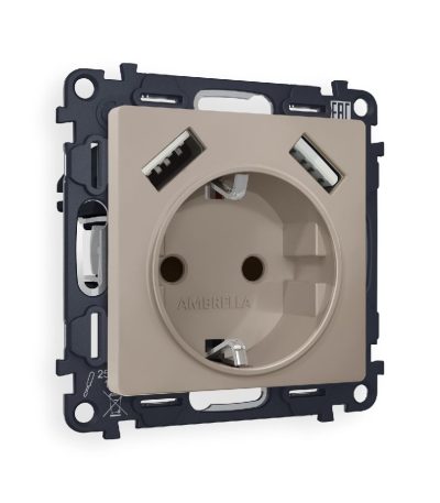 Комплект механизма розетки 2USB A+A 18W (быстрая зарядка) с/з Ambrella Volt Alfa MA369010