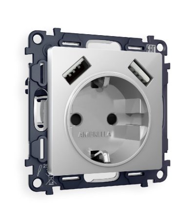 Комплект механизма розетки 2USB A+A 18W (быстрая зарядка) с/з Ambrella Volt Alfa MA409010