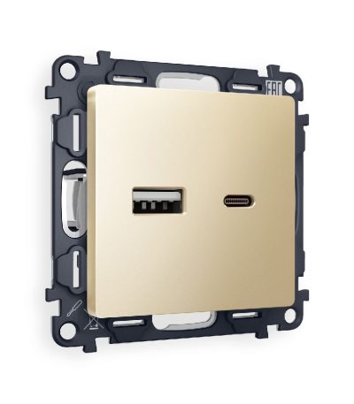 Комплект механизма розетки 2USB A+C 20W (быстрая зарядка) Ambrella Volt Alfa MA611010