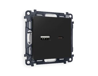 Комплект механизма розетки 2USB A+C 20W (быстрая зарядка) Ambrella Volt Alfa MA811010