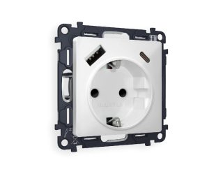 Комплект механизма розетки 2USB A+C 20W (быстрая зарядка) с/з Ambrella Volt Alfa MA130010