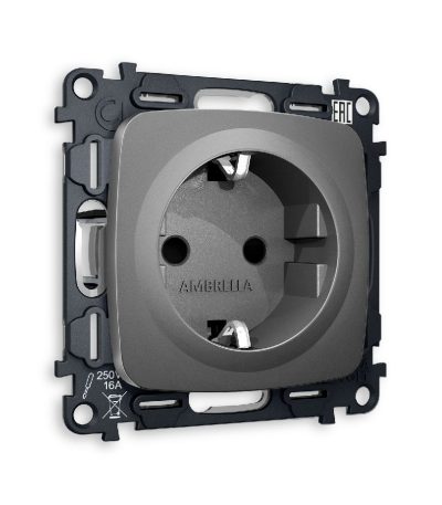 Комплект механизма розетки с/з cо шторками Ambrella Volt Omega MO657010