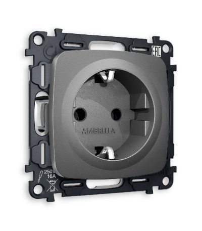 Комплект механизма розетки с/з на винтовых зажимах Ambrella Volt Omega MO656010