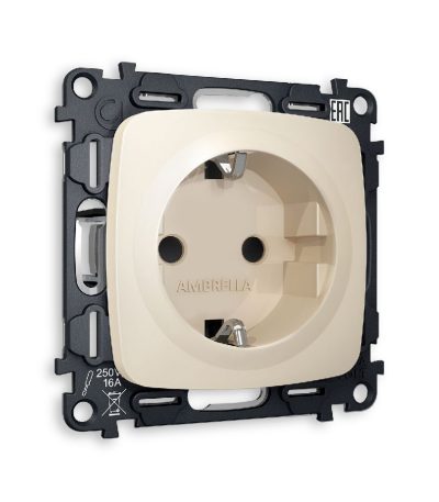 Комплект механизма розетки с/з со шторками Ambrella Volt Omega MO327010