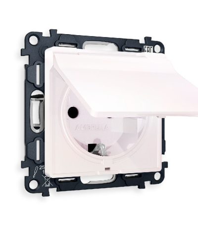 Комплект механизма розетки с/з со шторками и крышкой Ambrella Volt Alfa MA208010