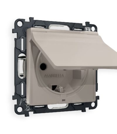 Комплект механизма розетки с/з со шторками и крышкой Ambrella Volt Alfa MA368010