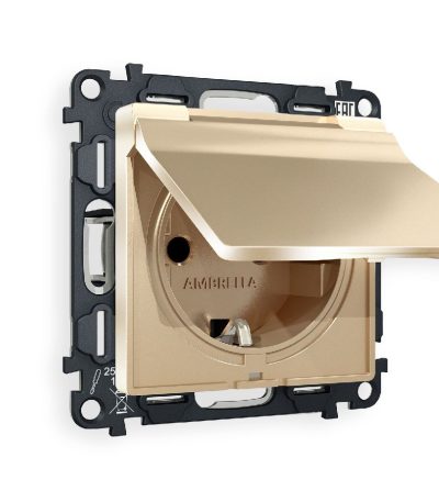 Комплект механизма розетки с/з со шторками и крышкой Ambrella Volt Alfa MA608010