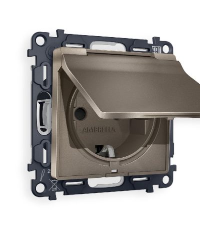 Комплект механизма розетки с/з со шторками и крышкой Ambrella Volt Alfa MA638010