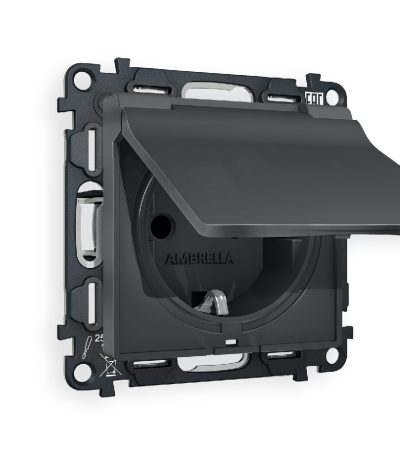 Комплект механизма розетки с/з со шторками и крышкой Ambrella Volt Alfa MA908010