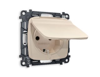 Комплект механизма розетки с/з со шторками и крышкой Ambrella Volt Omega MO328010