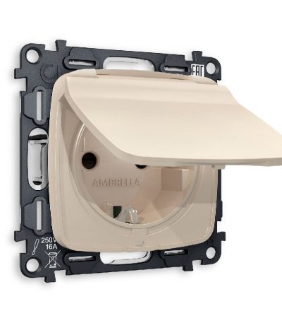 Комплект механизма розетки с/з со шторками и крышкой Ambrella Volt Omega MO328010