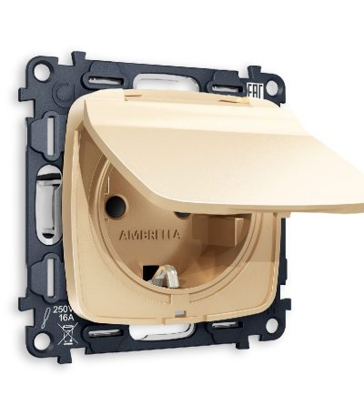 Комплект механизма розетки с/з со шторками и крышкой Ambrella Volt Omega MO608010
