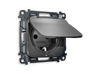 Комплект механизма розетки с/з со шторками и крышкой Ambrella Volt Omega MO658010