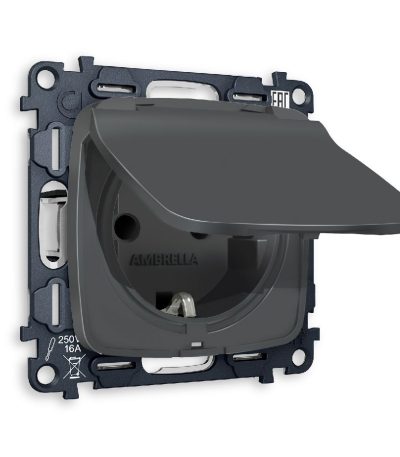 Комплект механизма розетки с/з со шторками и крышкой Ambrella Volt Omega MO908010