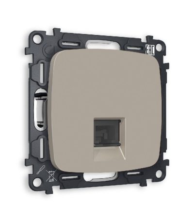 Комплект механизма телефонной розетки RJ-11(4P4C) со шторкой Ambrella Volt Omega MO372030