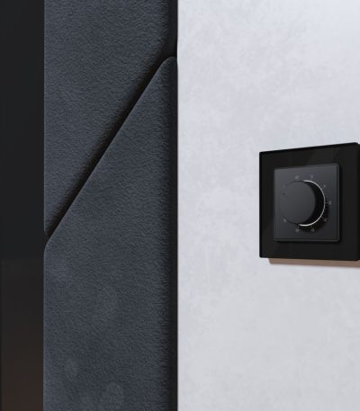 Комплект механизма терморегулятора с датчиком для теплого пола с подсветкой 16A-250V Alfa Черный матовый Quant Ambrella Volt MA805710 (AP8057, VM1381)