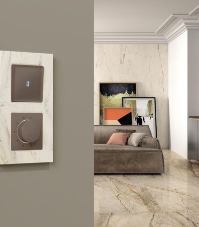 Комплект механизма терморегулятора с датчиком для теплого пола с подсветкой 16A-250V Alfa Темная бронза матовый Quant Ambrella Volt MA635710 (AP6357, VM1381)