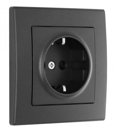 Комплект розетки с/з и шторками и рамкой Arte Milano SET06-1-40-1 black