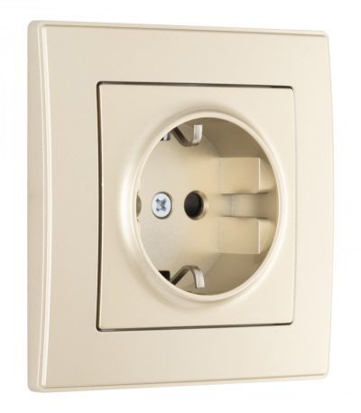 Комплект розетки с/з и шторками и рамкой Arte Milano SET06-1-40-1 shampan