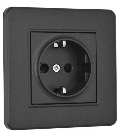 Комплект розетки с/з и шторками и рамкой Arte Milano SET16-1-40-1 black