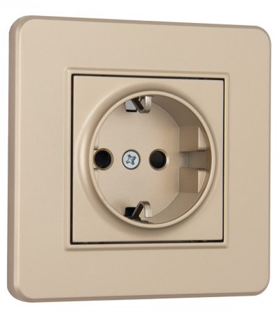 Комплект розетки с/з и шторками и рамкой Arte Milano SET16-1-40-1 shampan