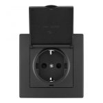 Комплект розетки с/з и шторками, защитной крышкой и рамкой Arte Milano SET06-1-41-1 black