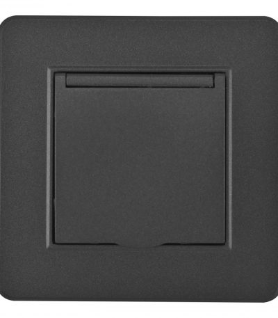 Комплект розетки с/з и шторками, защитной крышкой и рамкой Arte Milano SET16-1-41-1 black