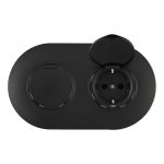 Круглая розетка двойная (двухпостовая) с/з и шторками Arte Milano SET08-2-41-1x2 black