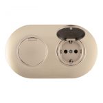 Круглая розетка двойная (двухпостовая) с/з и шторками Arte Milano SET08-2-41-1x2 shampan