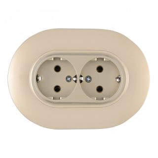 Круглая розетка двойная с/з и шторками Arte Milano SET08-double-40-2 shampan