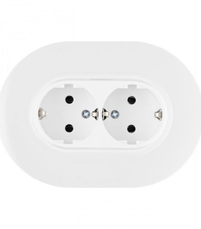 Круглая розетка двойная с/з и шторками Arte Milano SET08-double-40-2 white